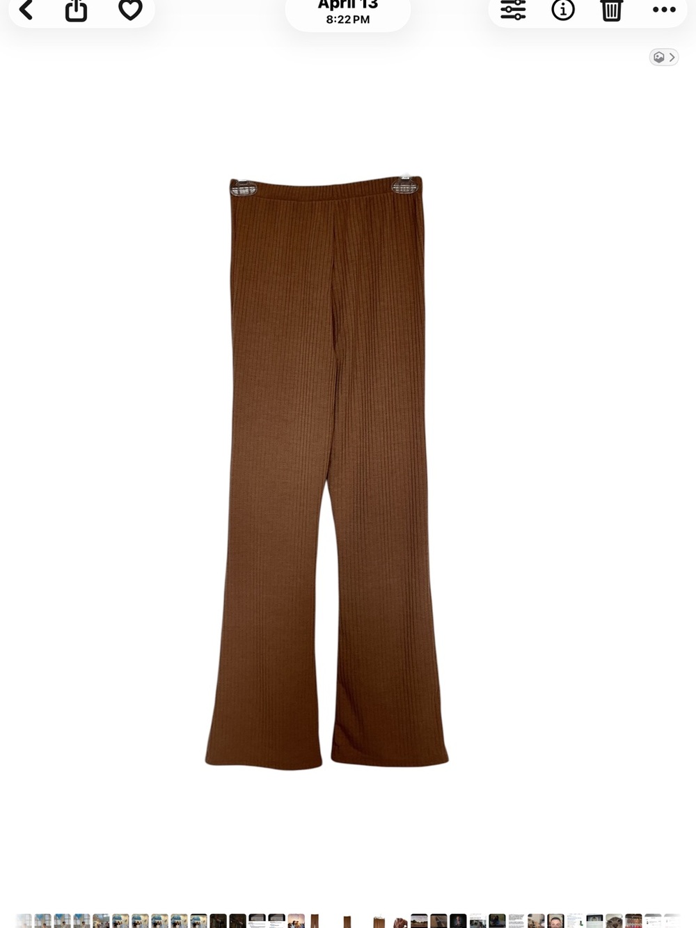 NWT I Love Joah Brown Ribbed Pull On Casual Pants Size Medium Lounge Yoga Gym